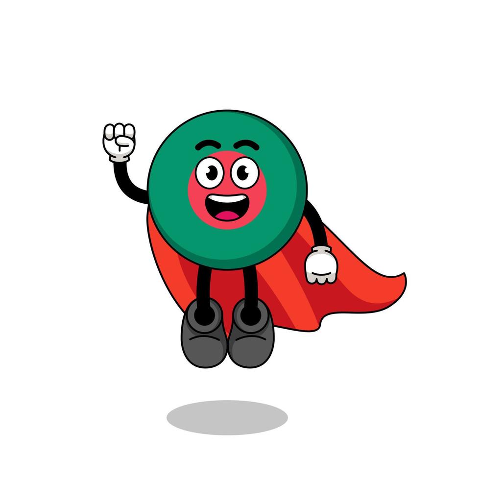 caricature de drapeau du bangladesh avec super-héros volant vecteur