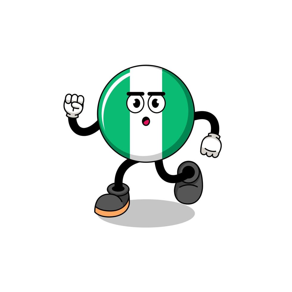 illustration de la mascotte du drapeau du nigeria en cours d'exécution vecteur