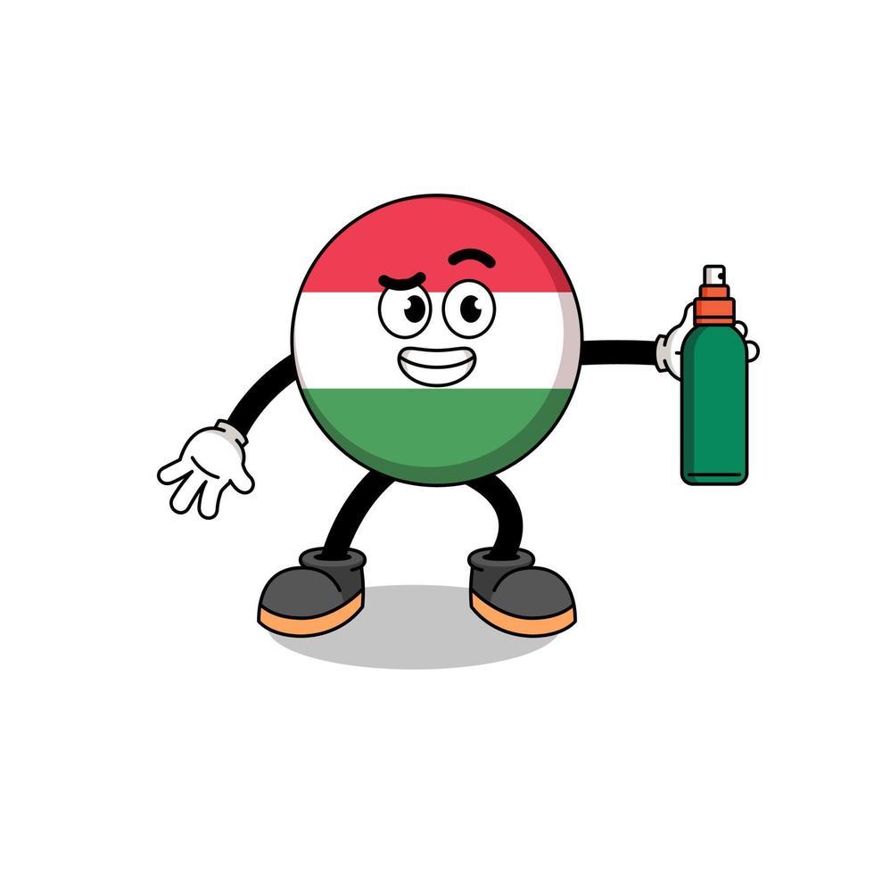 hongrie drapeau illustration dessin animé tenant un anti-moustique vecteur