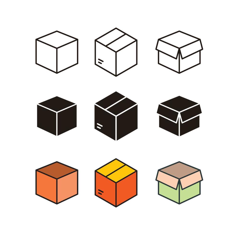 modèles de conception de symbole d'icône de boîte vecteur