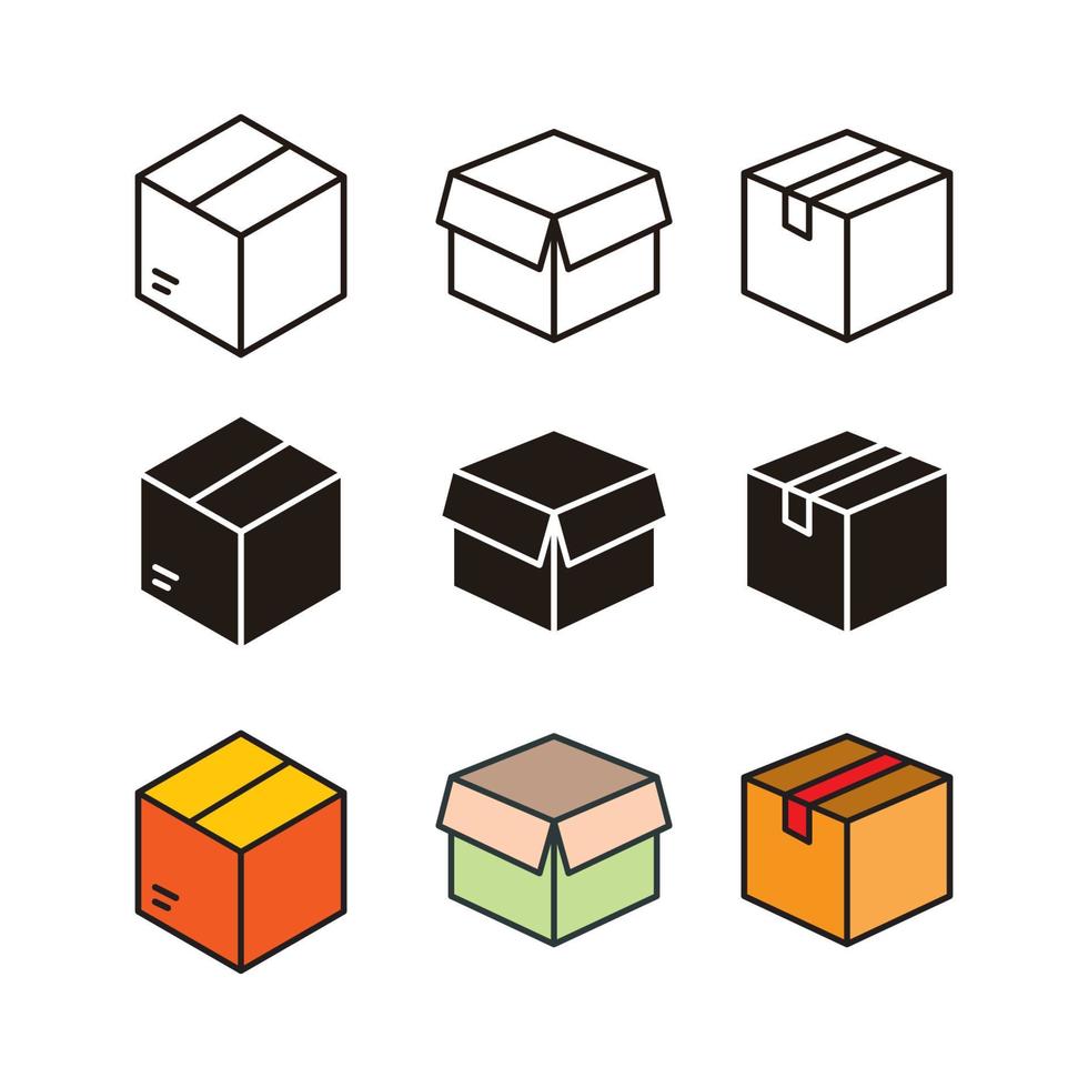 modèles de conception de symbole d'icône de boîte vecteur