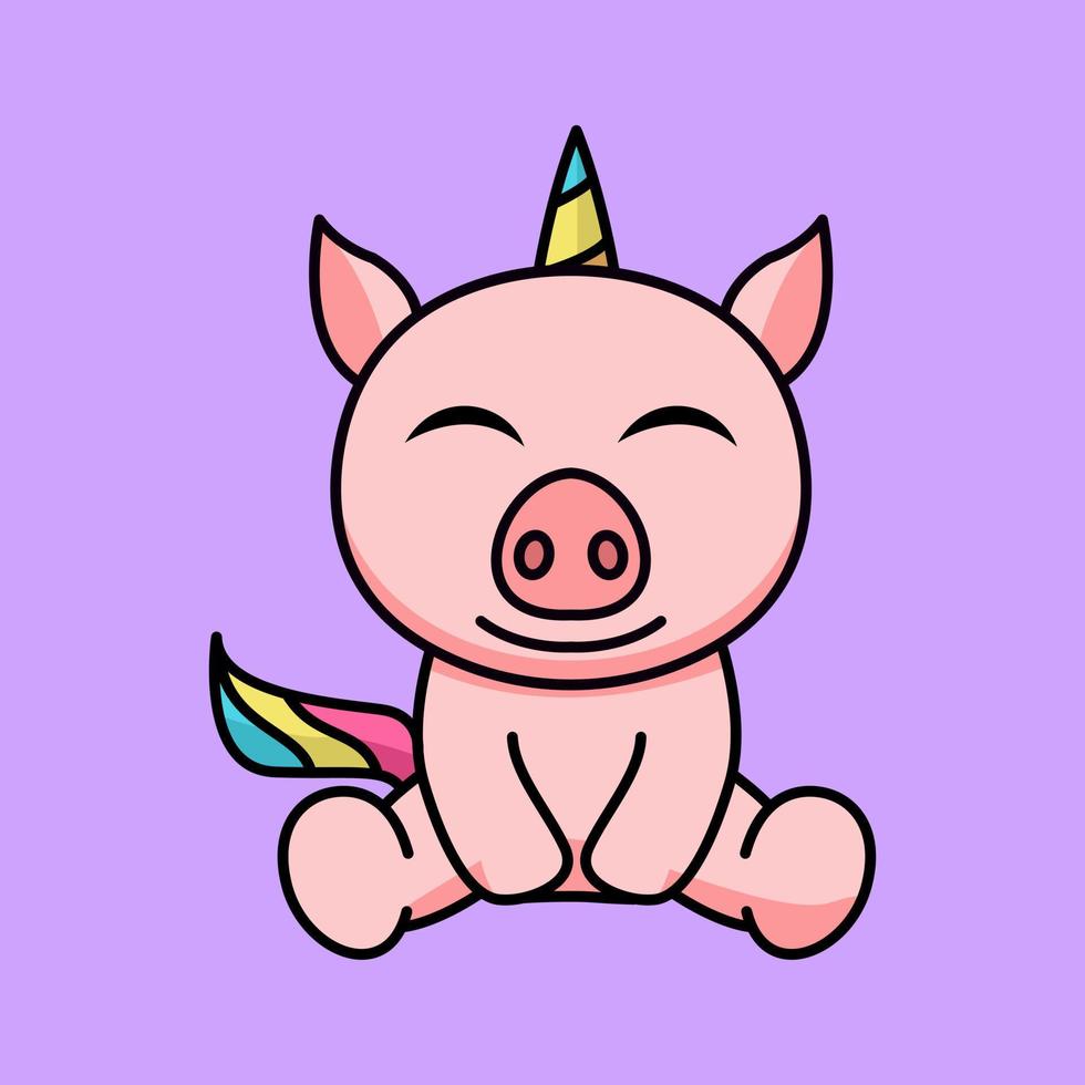 illustration vectorielle d'un cochon mignon et gras vecteur