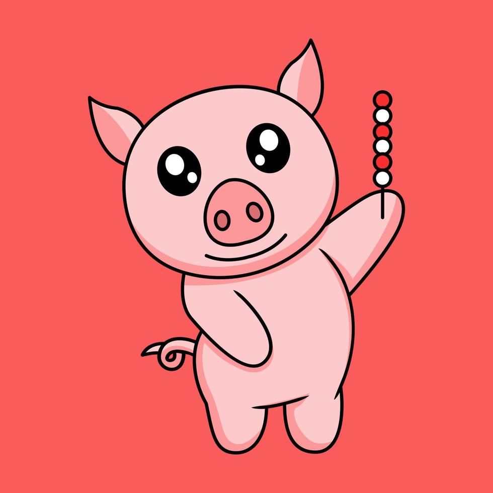 illustration vectorielle d'un cochon mignon et gras vecteur