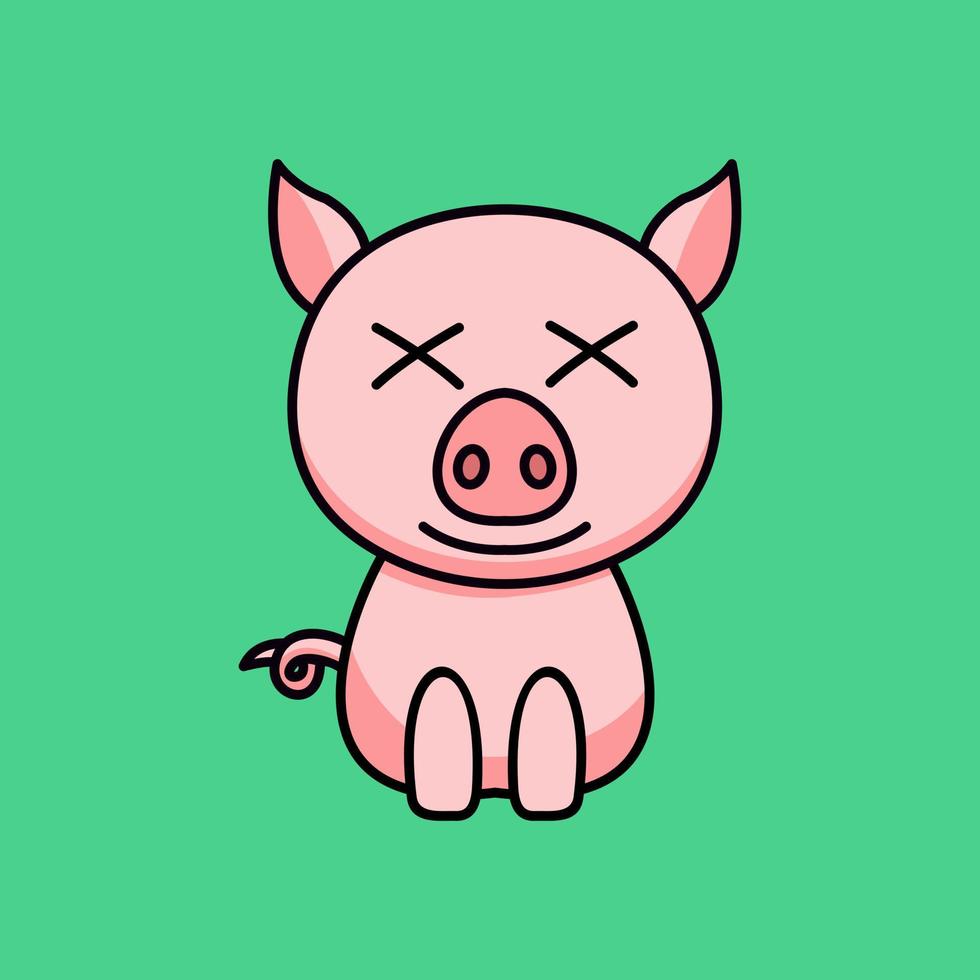 illustration vectorielle d'un cochon mignon et gras vecteur