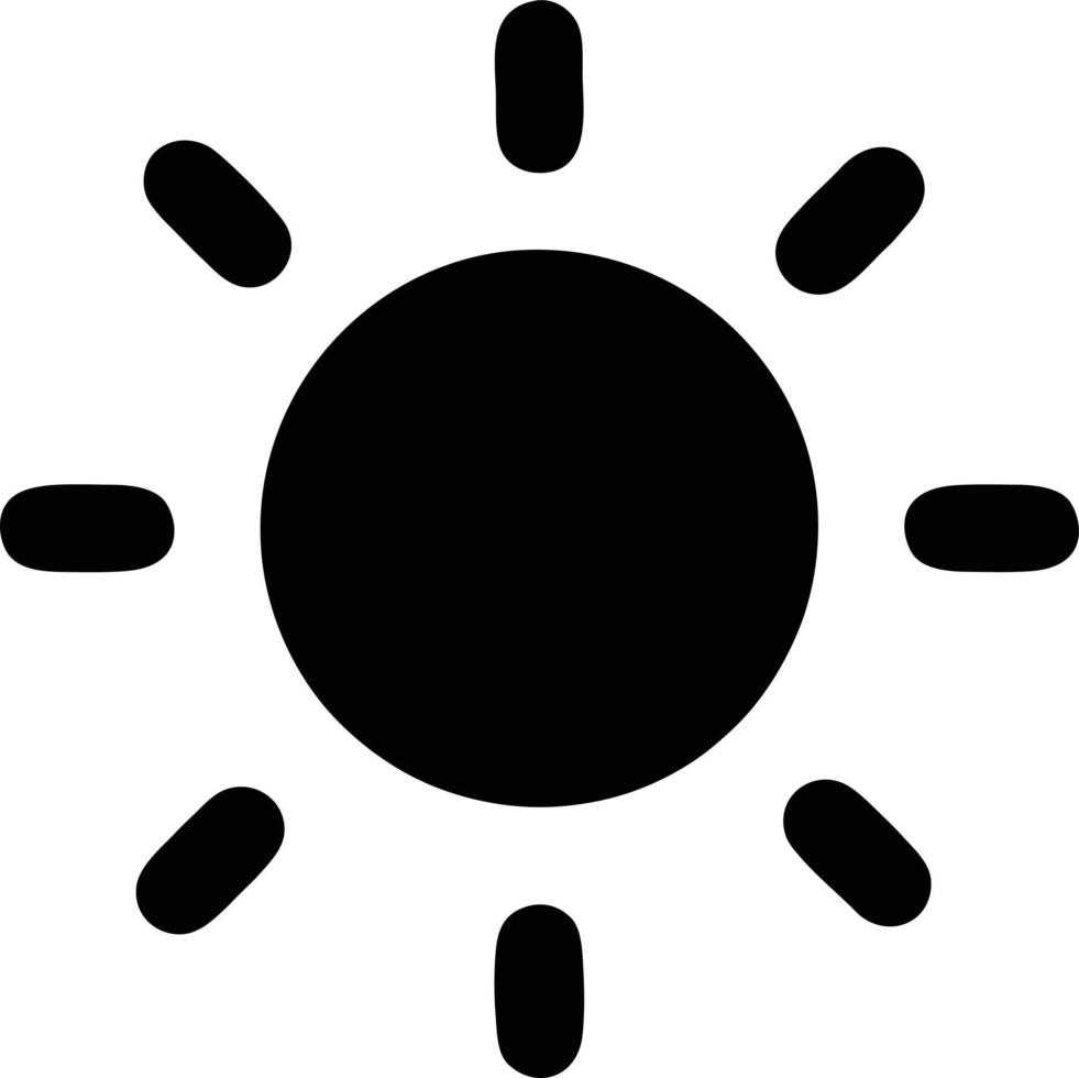 icône du soleil sur fond blanc, illustration du symbole de l'icône du soleil en noir sur fond blanc vecteur