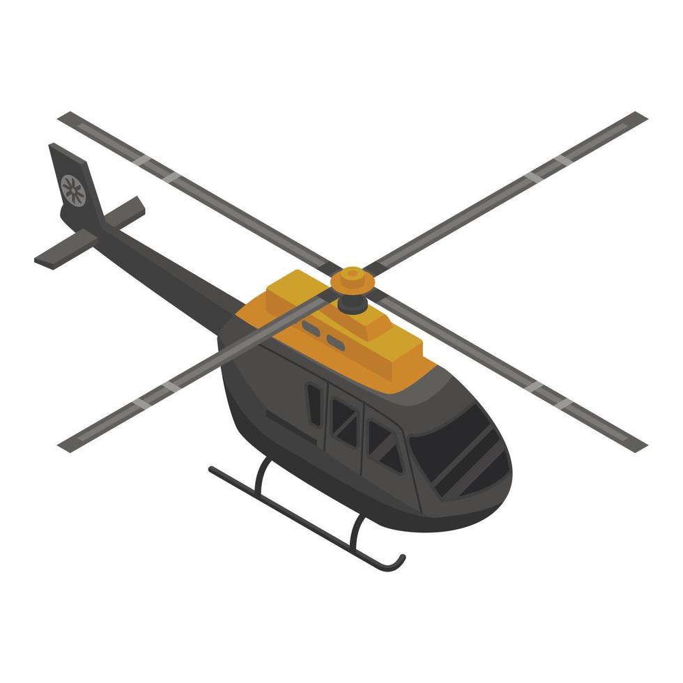 icône d'hélicoptère noir, style isométrique vecteur