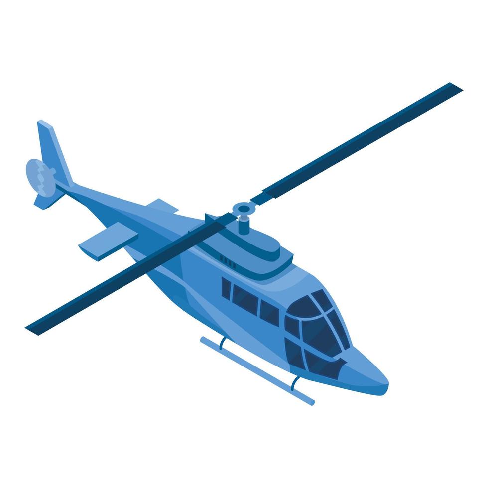 icône d'hélicoptère bleu, style isométrique vecteur