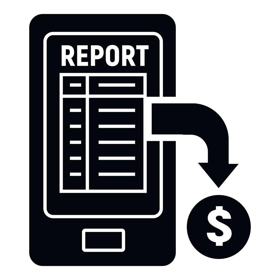 icône de rapport de smartphone, style simple vecteur