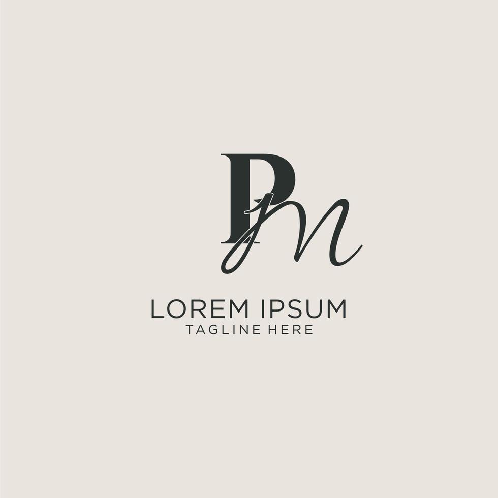 initiales monogramme de lettre pm avec un style de luxe élégant. identité d'entreprise et logo personnel vecteur