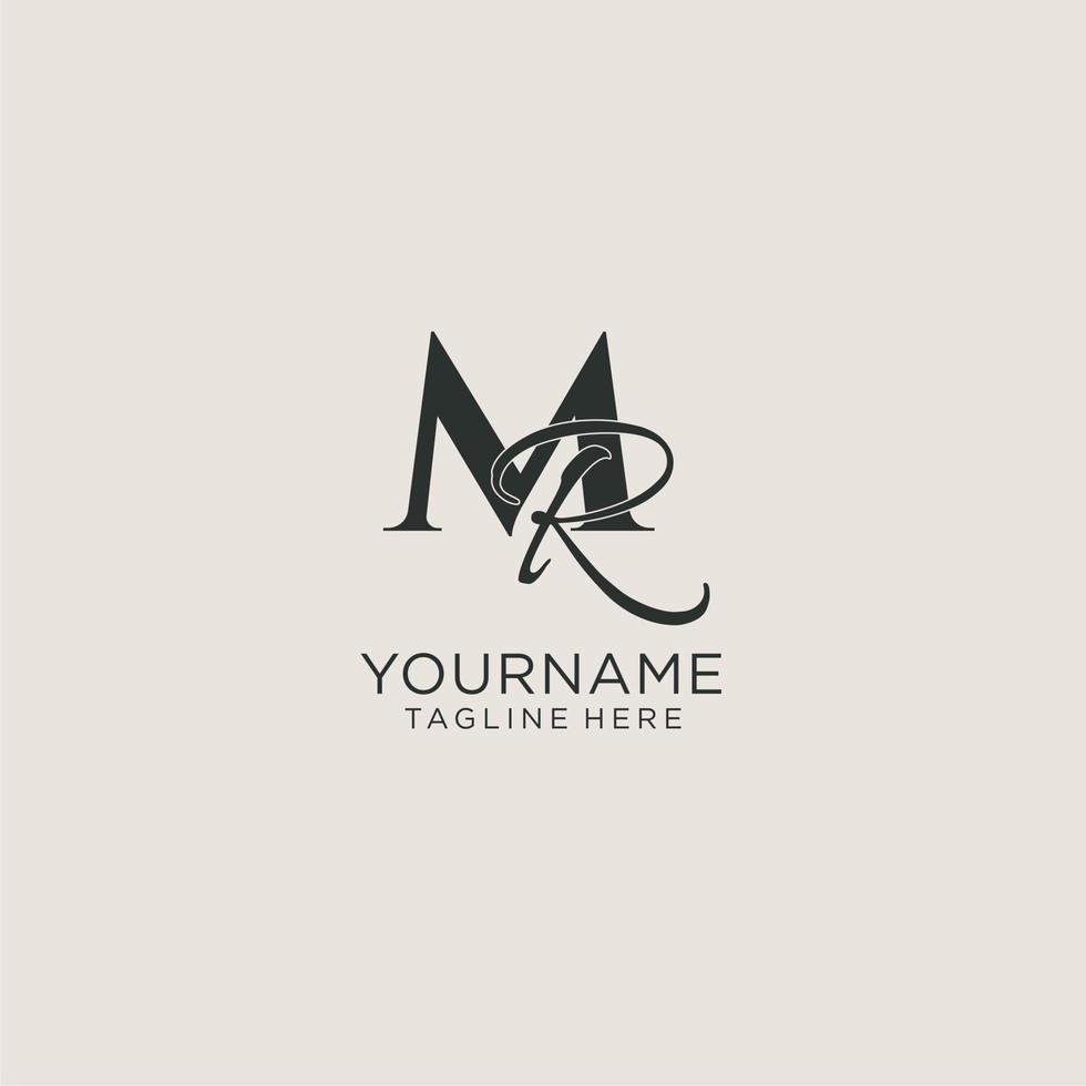 initiales monogramme de lettre mr avec un style de luxe élégant. identité d'entreprise et logo personnel vecteur