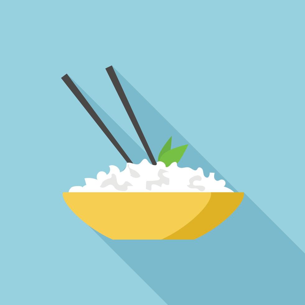 icône de bol de riz, style plat vecteur