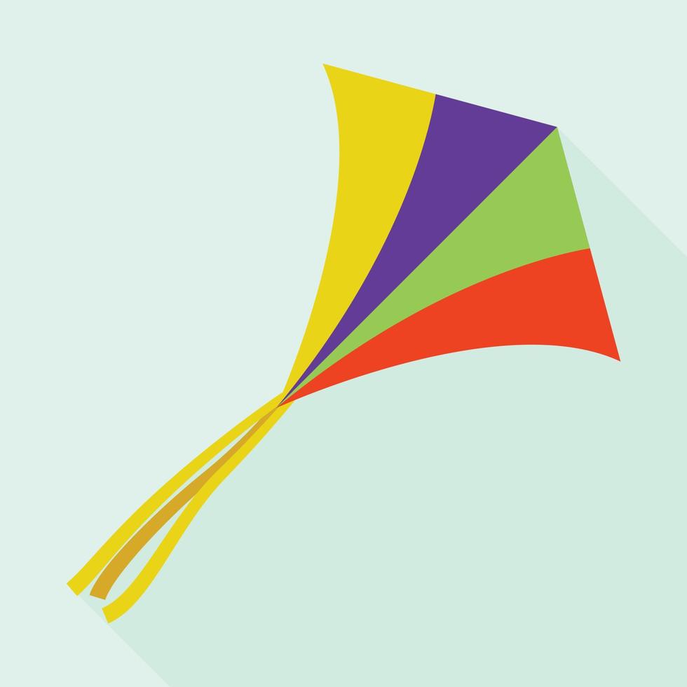 icône de cerf-volant coloré en papier, style plat vecteur
