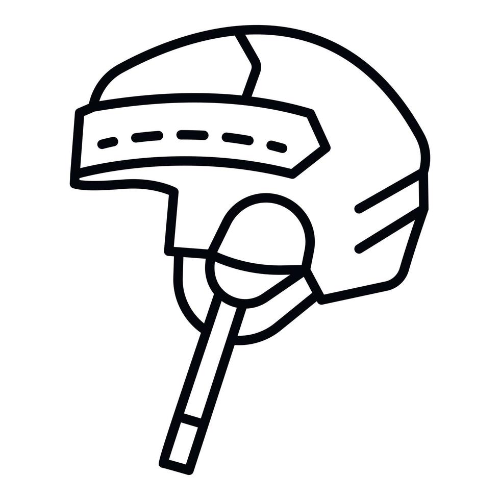 icône de casque de hockey, style de contour vecteur