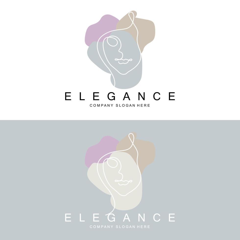 création de logo beauté femme, illustration vectorielle de salon de coiffure vecteur