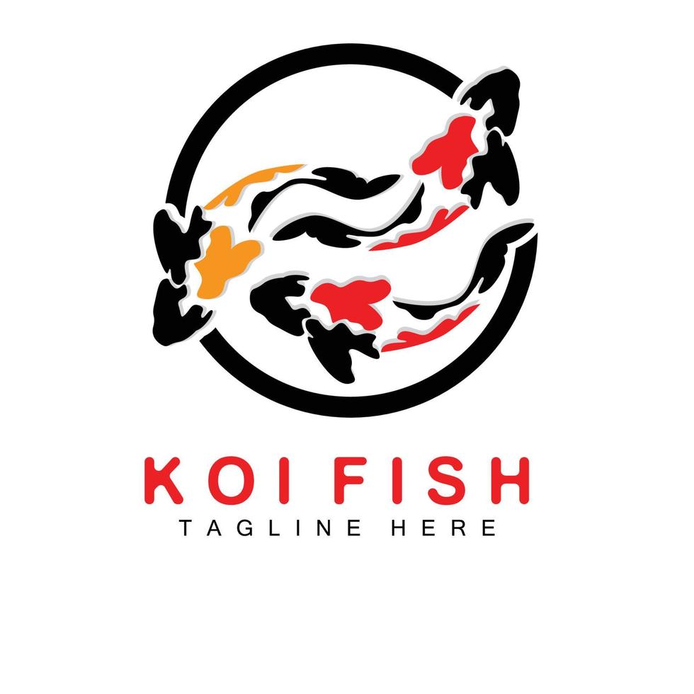 création de logo de poisson koi, vecteur de poisson d'ornement chanceux et triomphal chinois, icône de poisson d'or de marque d'entreprise