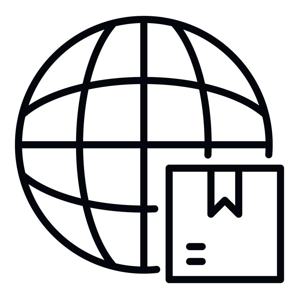 icône d'exportation mondiale, style de contour vecteur