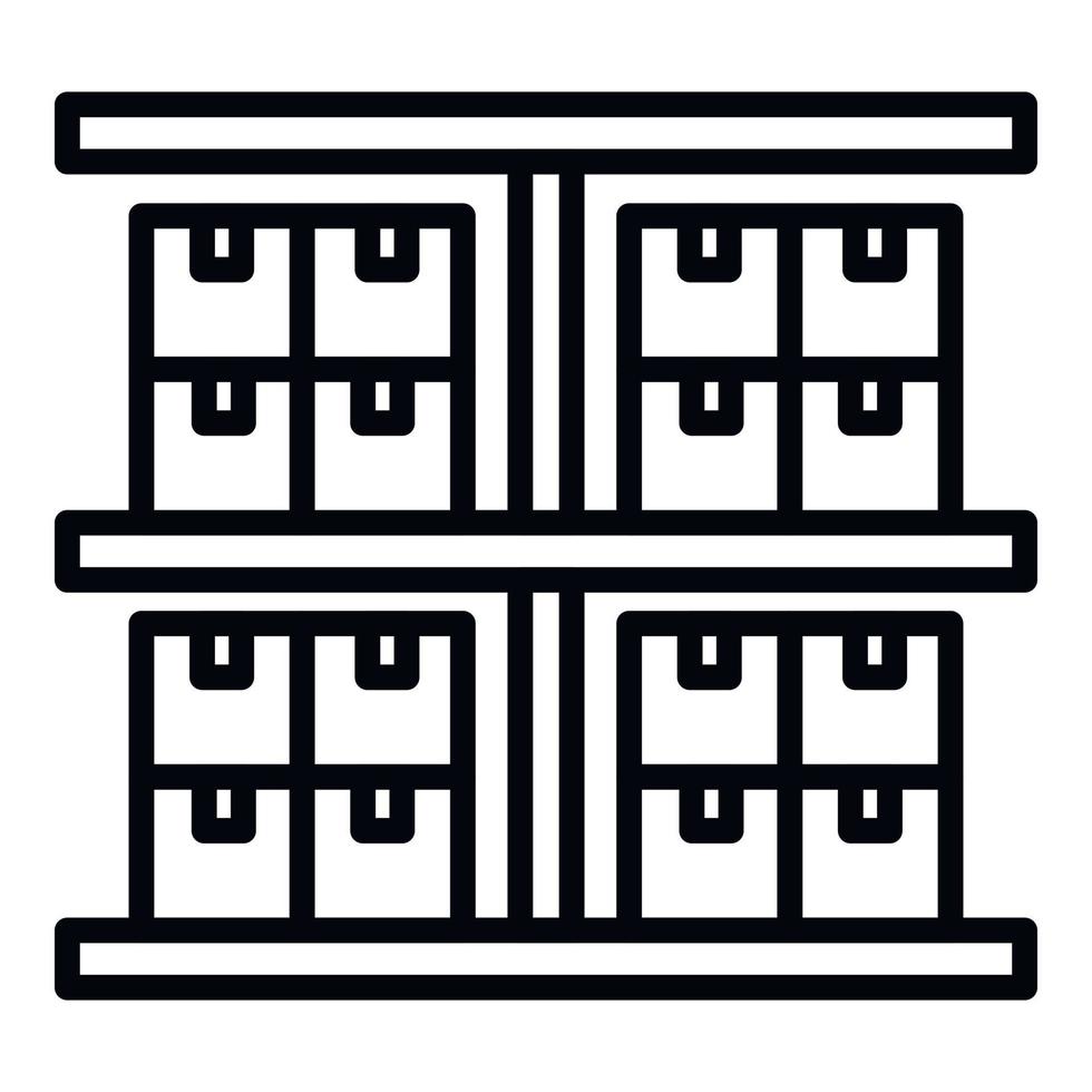 icône d'entrepôt d'exportation, style de contour vecteur