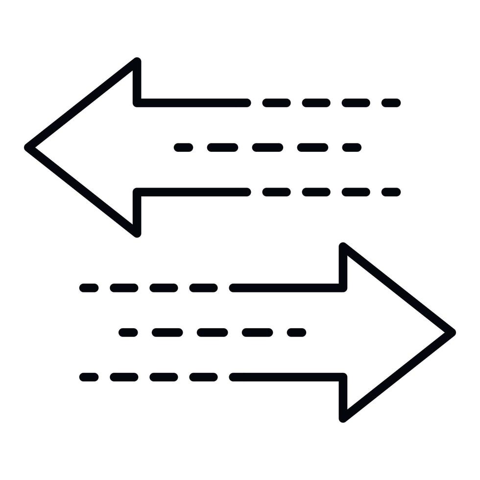 icône de flèche double direction, style de contour vecteur