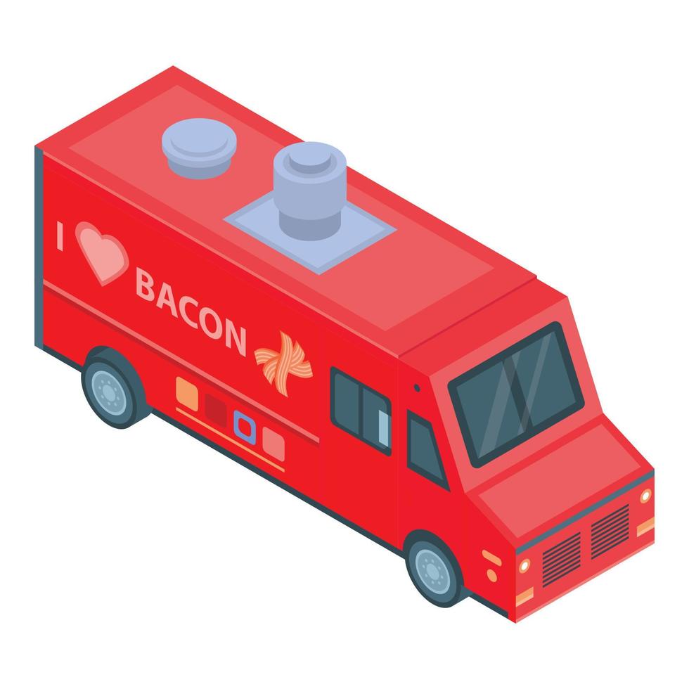 icône de camion de nourriture de bacon, style isométrique vecteur