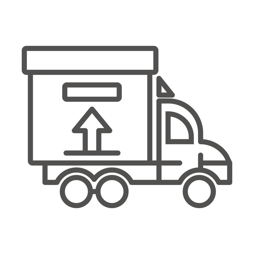 icône de boîte de livraison de camion, style de contour vecteur