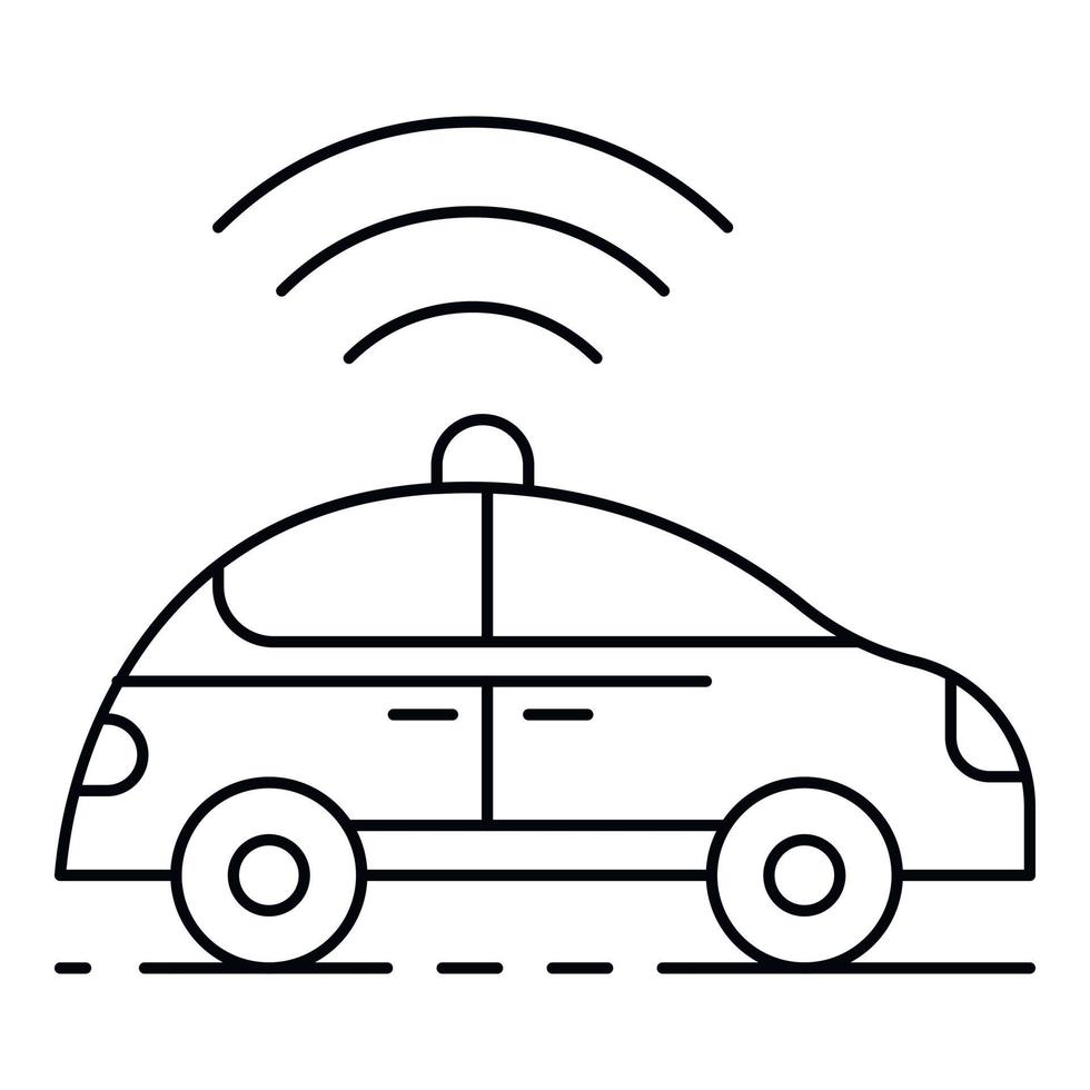 icône de voiture autonome, style de contour vecteur