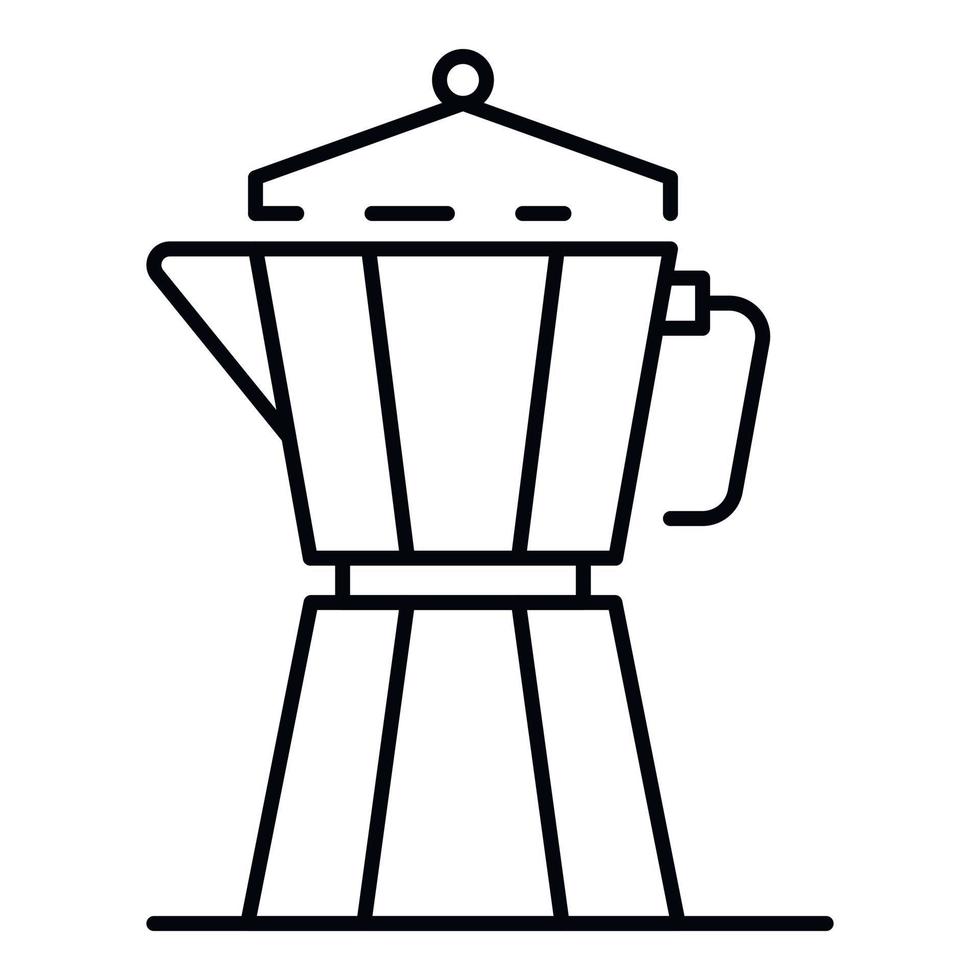 icône de bouilloire à café en métal, style de contour vecteur