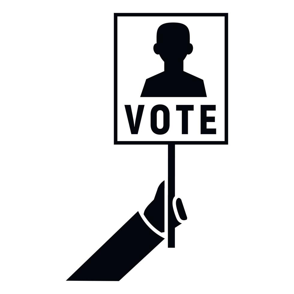 icône d'affiche de main de vote, style simple vecteur