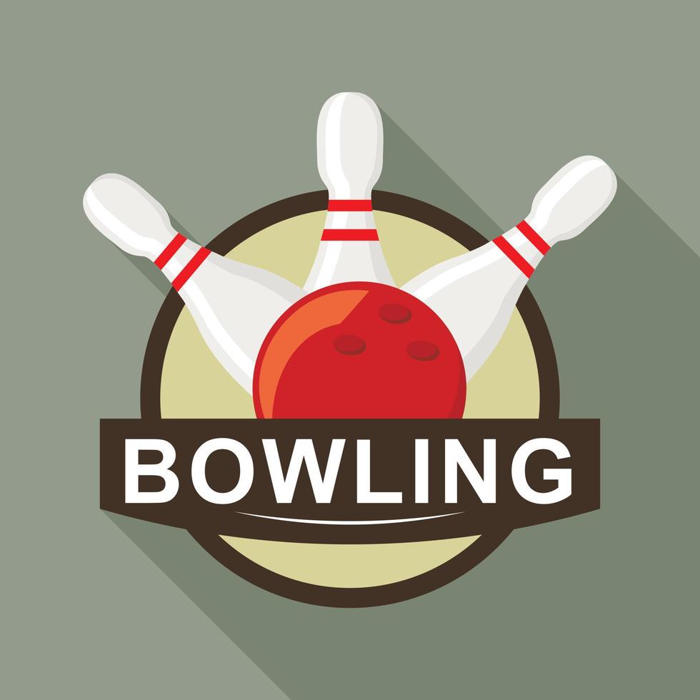 logo de bowling boule rouge, style plat vecteur