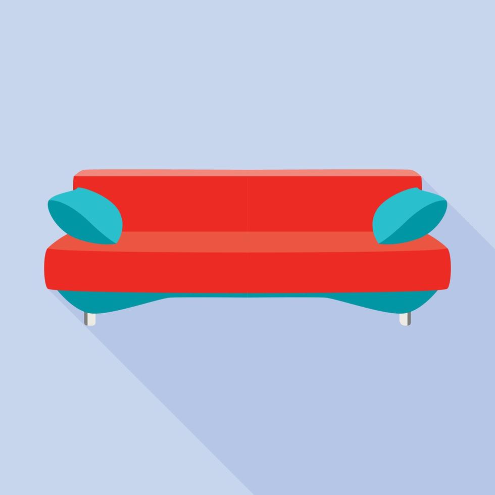icône de canapé moderne rouge, style plat vecteur