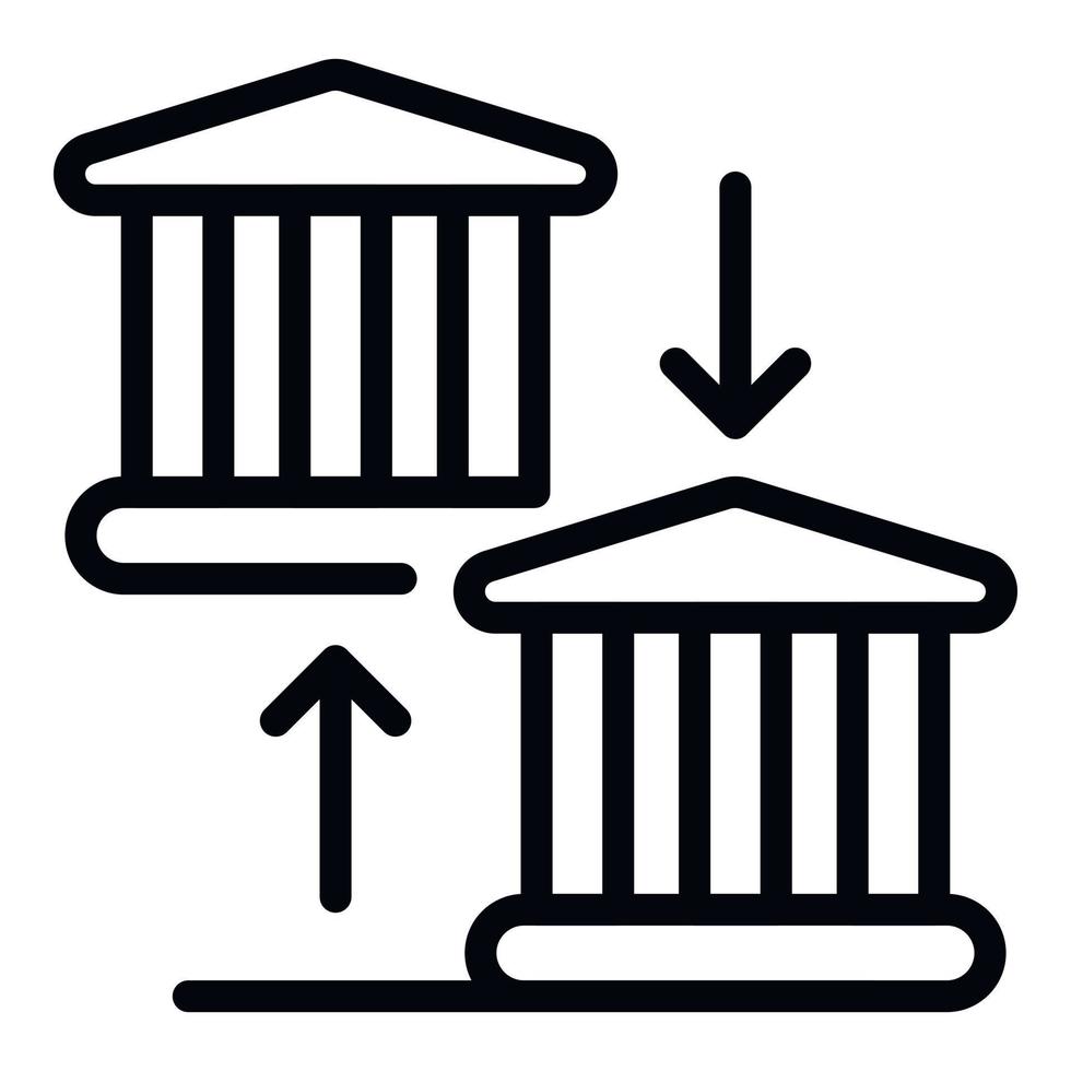 icône de virement bancaire, style de contour vecteur