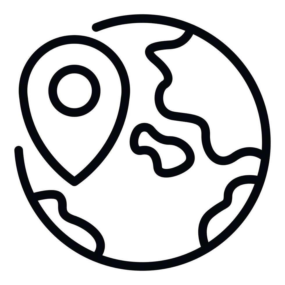 icône de broche globale gps, style de contour vecteur