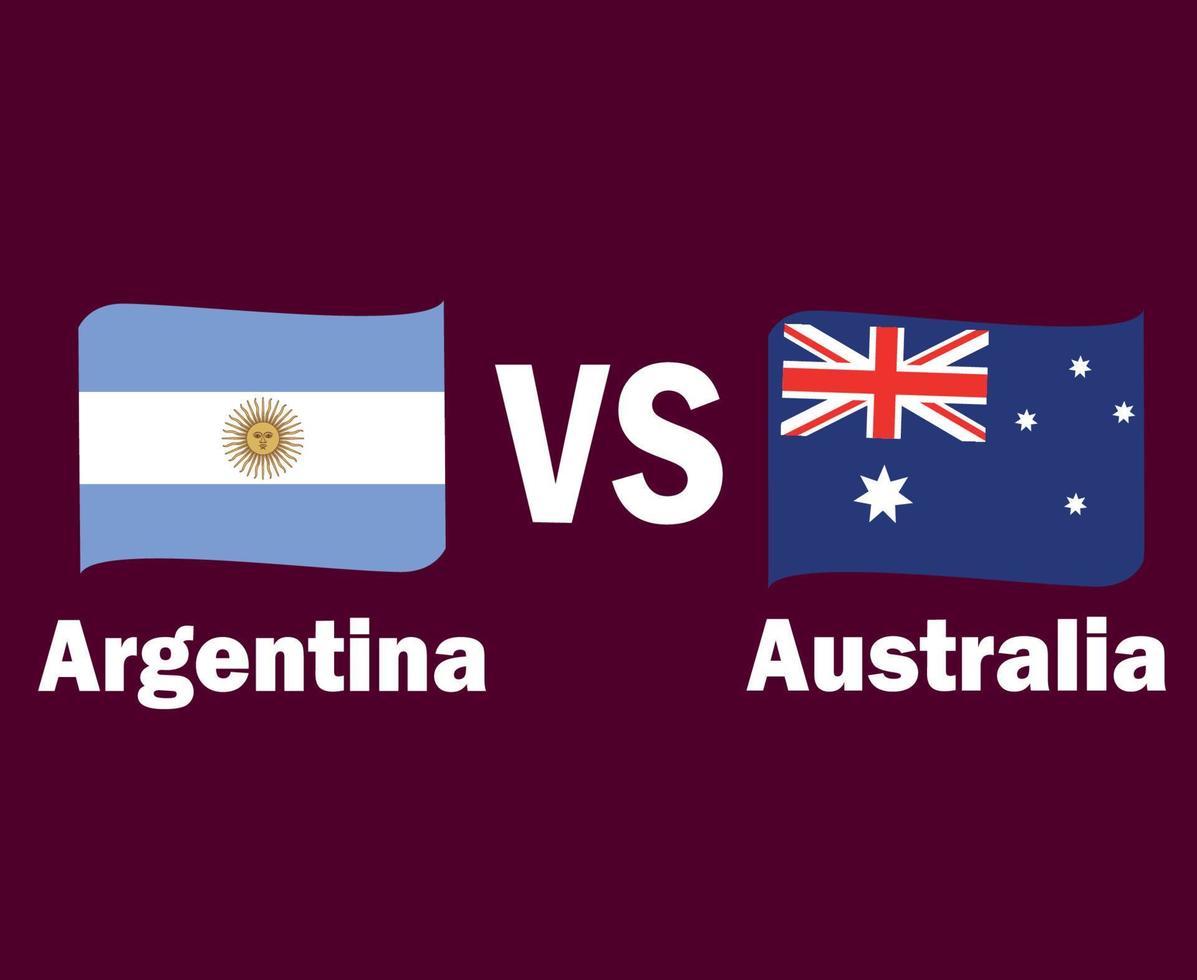 argentine et australie drapeau ruban avec noms symbole conception amérique latine et asie football final vecteur pays latino-américains et asiatiques équipes de football illustration