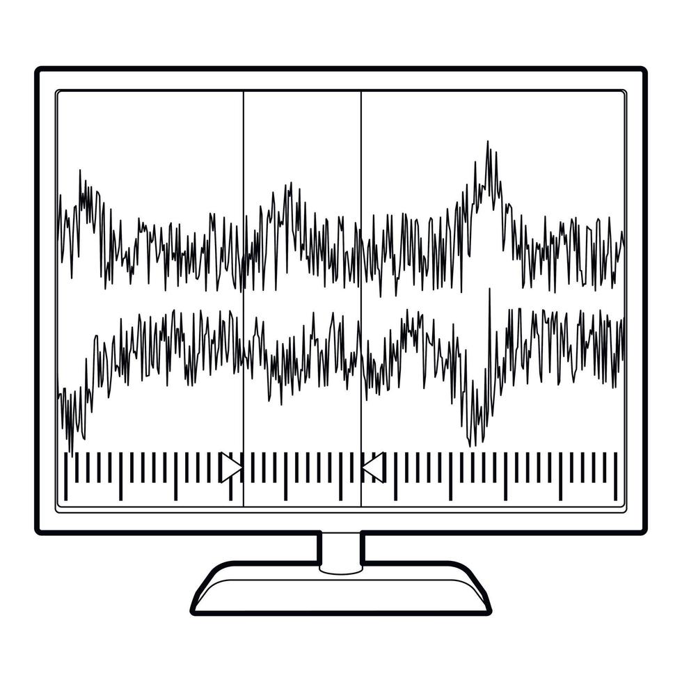 icône de moniteur d'égaliseur, style de contour vecteur