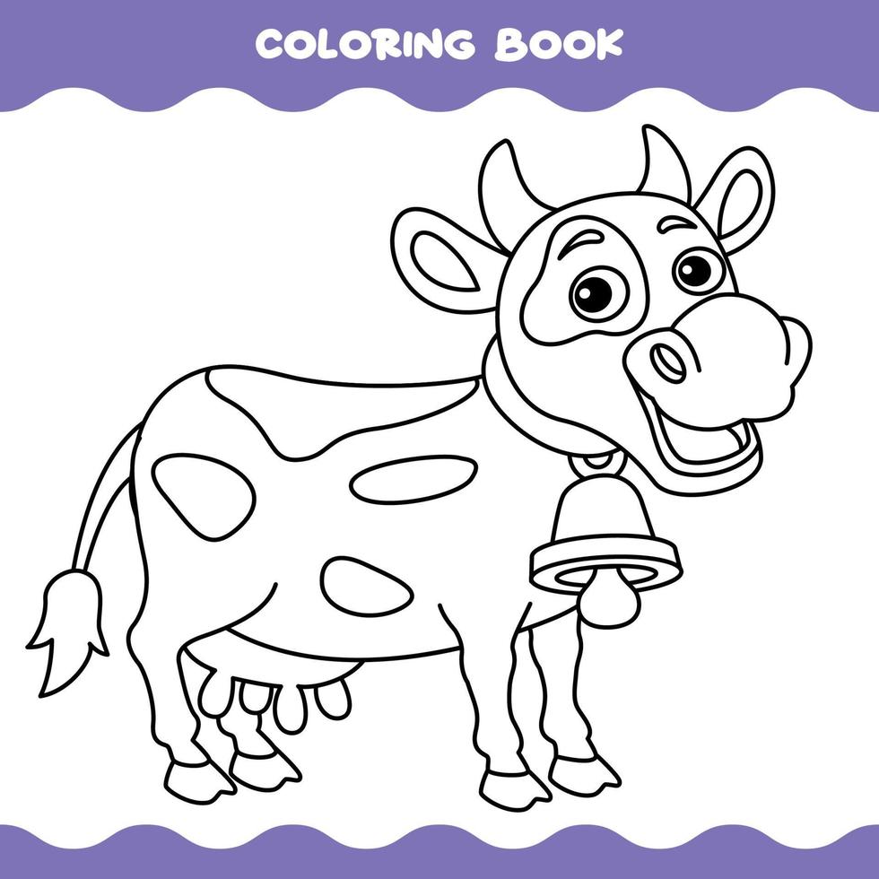 coloriage avec vache de dessin animé vecteur