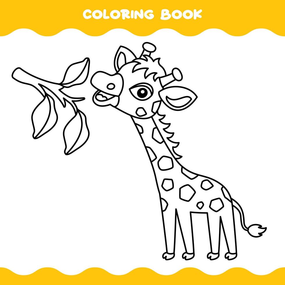 coloriage avec girafe de dessin animé vecteur