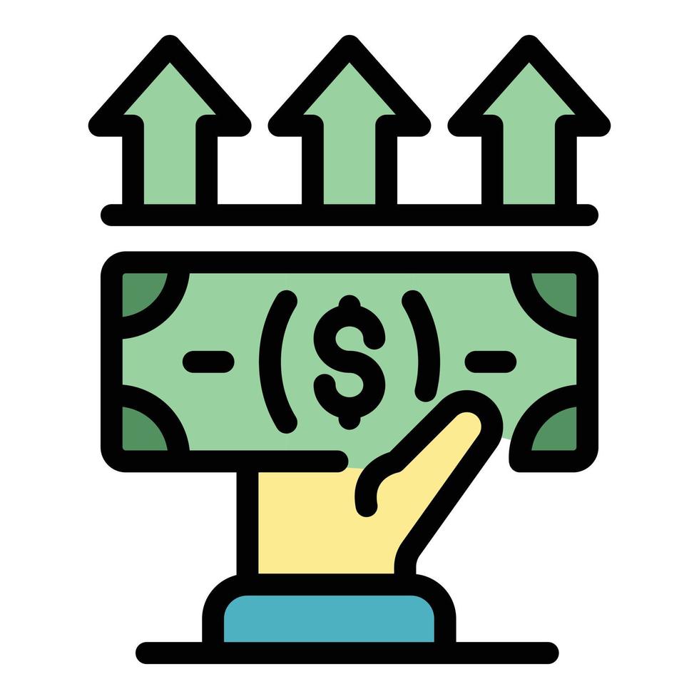 donner de l'argent comptant icône vecteur de contour de couleur