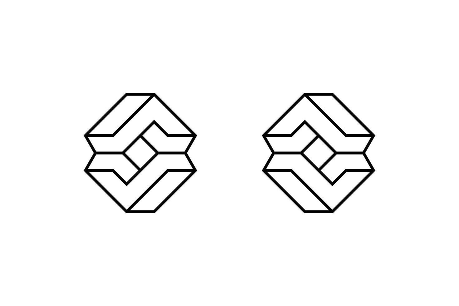 logo hexagone géométrique de la lettre initiale s noir blanc vecteur