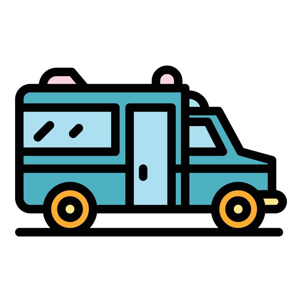 vecteur de contour de couleur d'icône de voiture d'ambulance