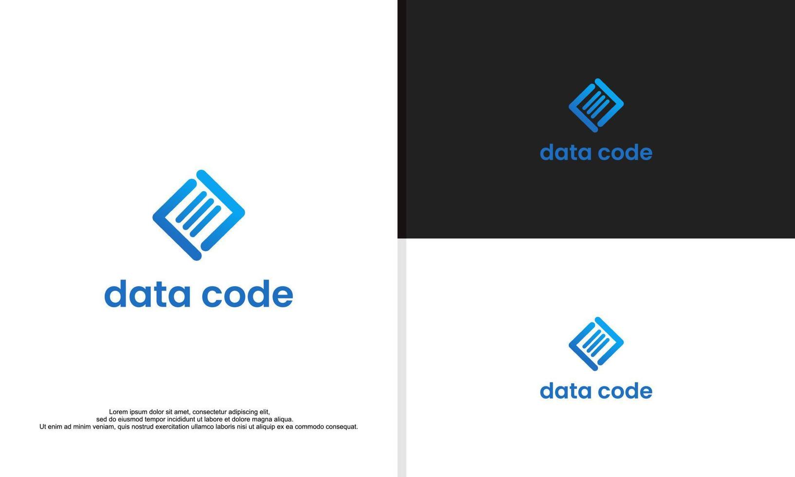 données et code du symbole du logo tech gradient vecteur