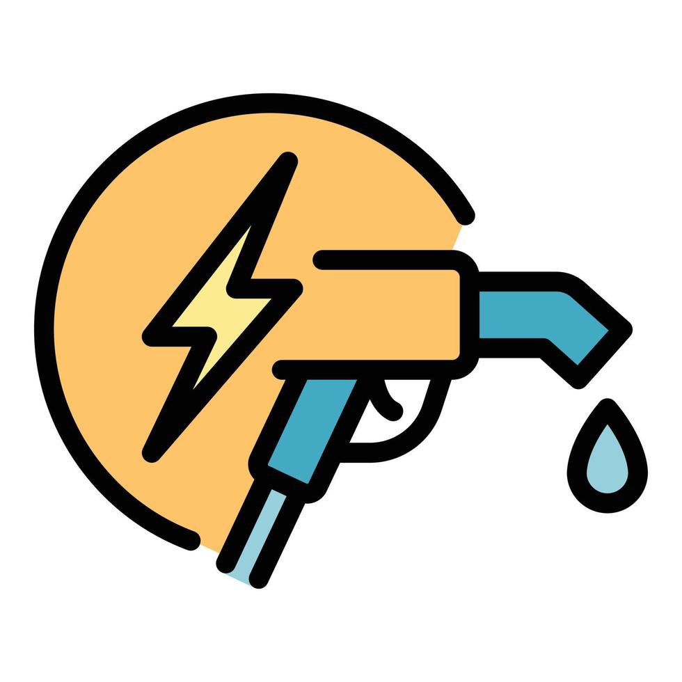 vecteur de contour de couleur de l'icône de la station de pistolet à carburant