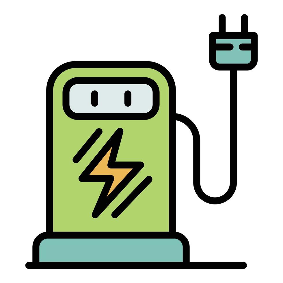 vecteur de contour de couleur de l'icône de la station de charge