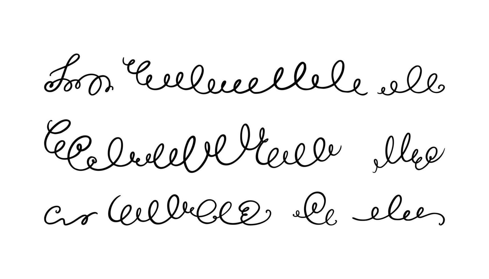 lignes de gribouillis et tourbillon. ensemble de tourbillons calligraphiques dessinés à la main. illustration vectorielle vecteur