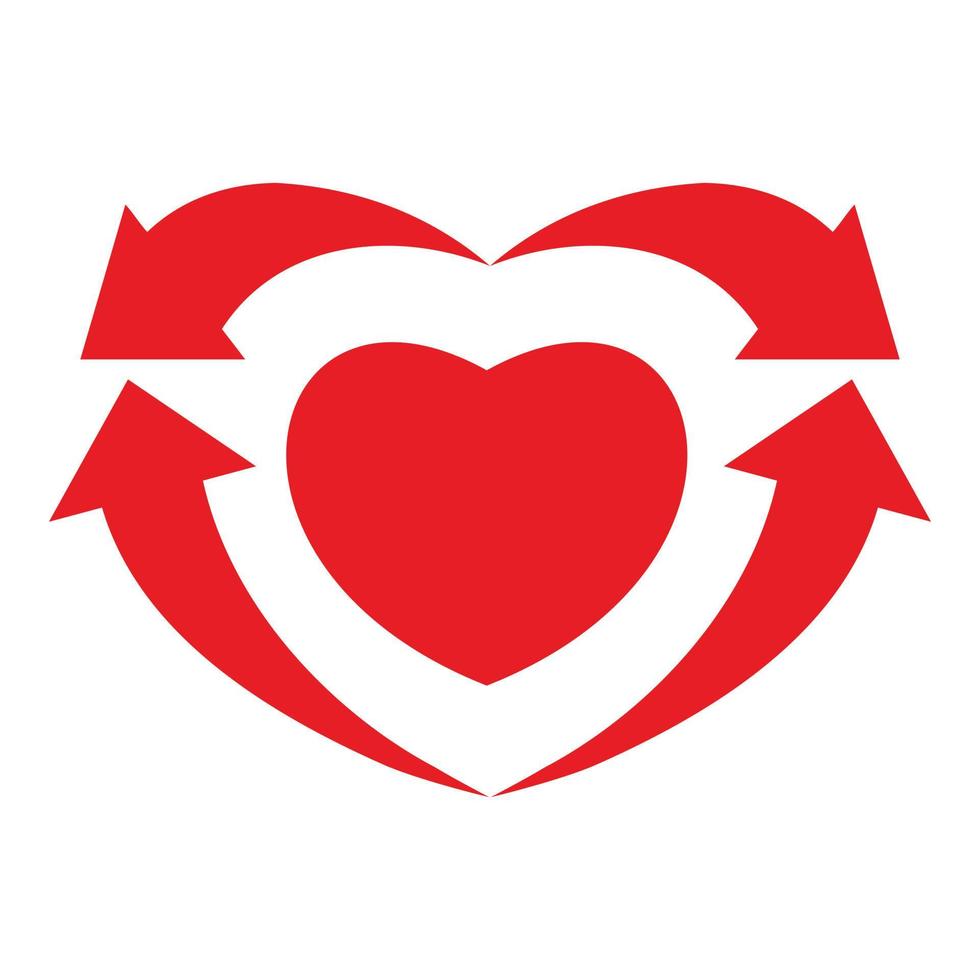 icône de coeur de flèches, style simple vecteur
