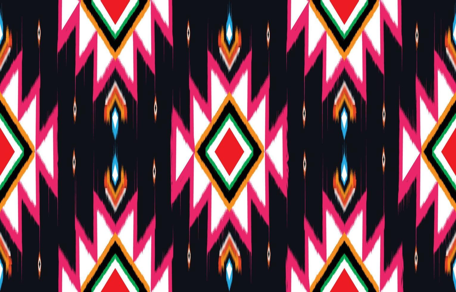 motif ikat sans couture, texture ethnique tribale, conception pour l'impression sur des produits, traditionnel pour le fond, écharpe, vêtements, emballage, tissu, tapis, papier peint, batik, style de broderie.illustration vectorielle. vecteur