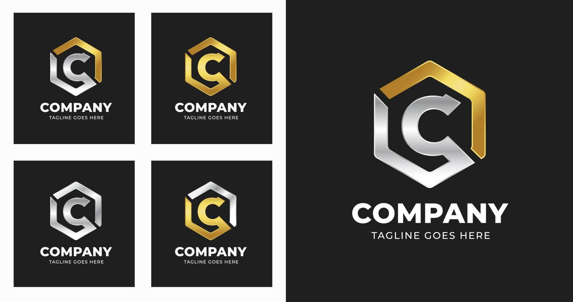 modèle de conception de logo lettre c avec style de forme géométrique de luxe vecteur