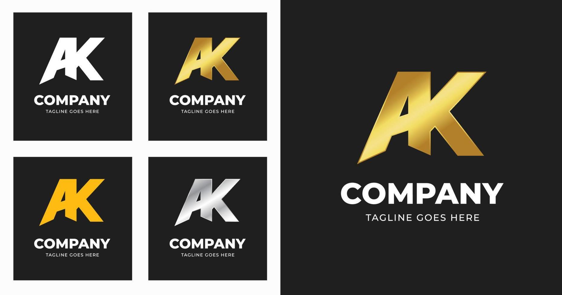 création de modèle de logo lettre ak avec concept de variation de luxe moderne vecteur