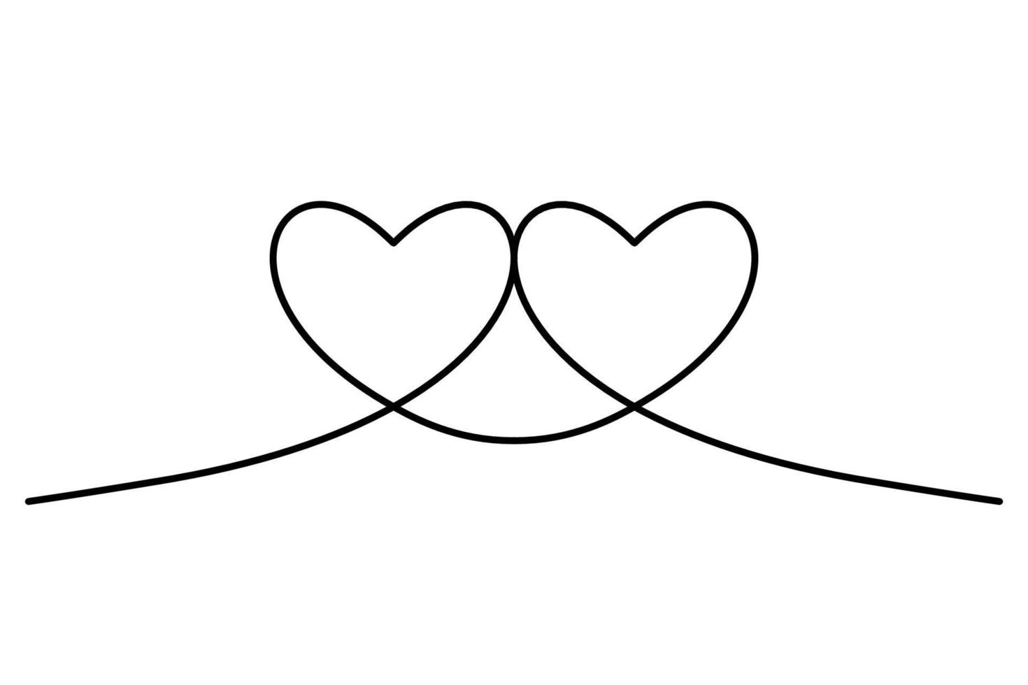 icône de ligne noire de coeur continu. dessin au trait continu symbole d'amour sur fond blanc. élément de décoration pour la saint-valentin, mariage, carte d'invitation. illustration vectorielle. vecteur libre