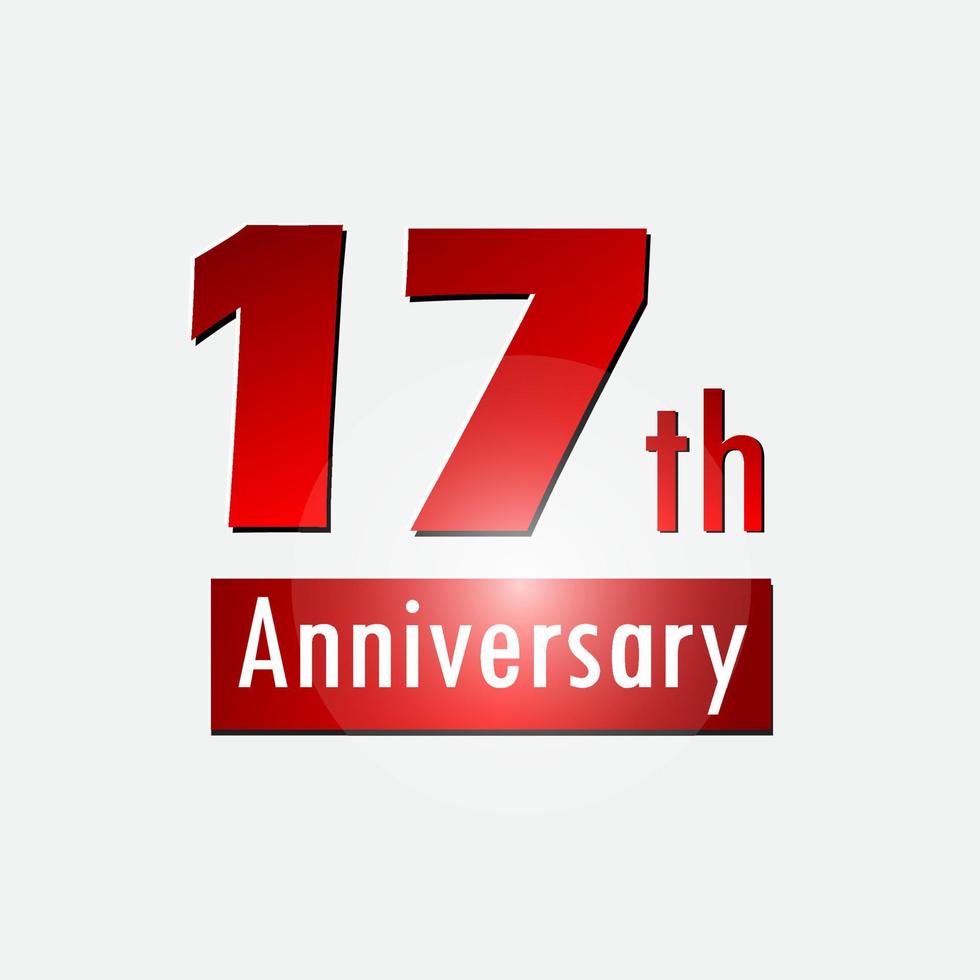 rouge 17e anniversaire célébration simple logo fond blanc vecteur