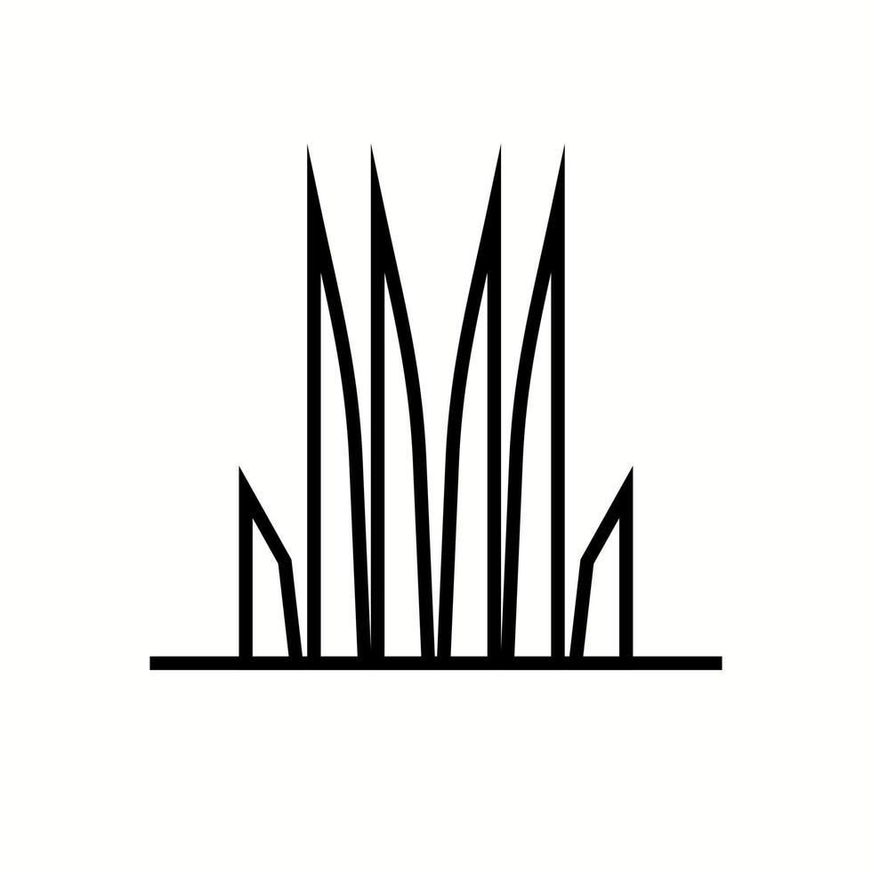 icône de ligne de vecteur d'herbe unique