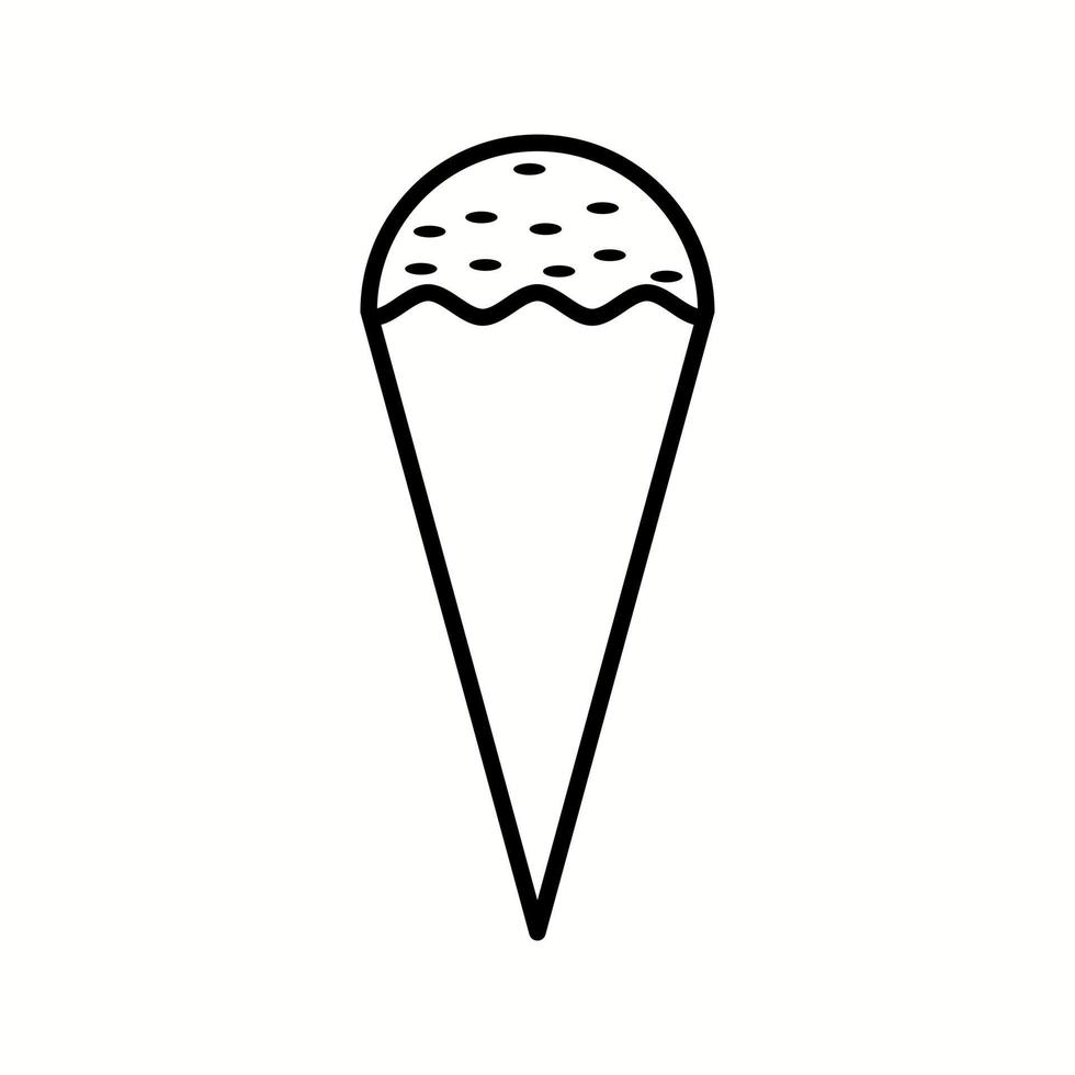 icône de ligne de vecteur de crème glacée cône unique